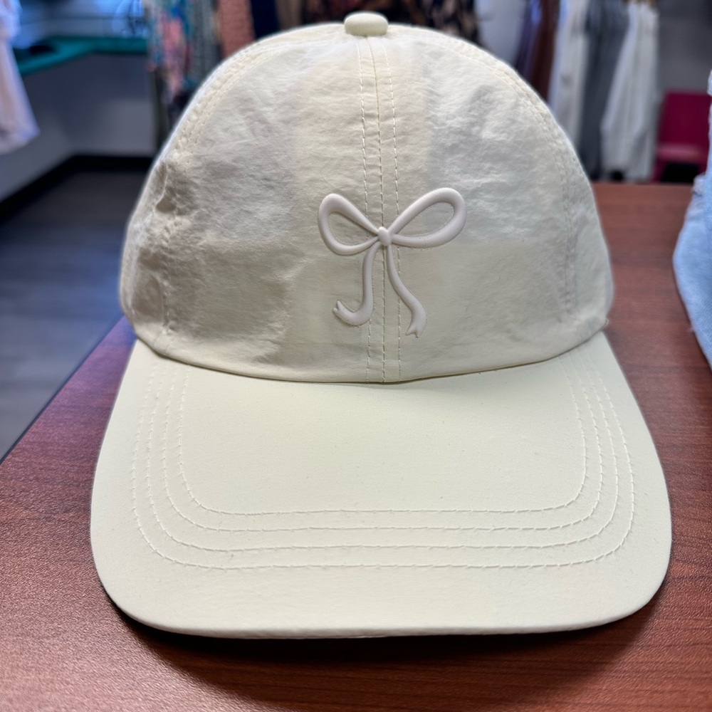 Cream Bow Athletic Cap
